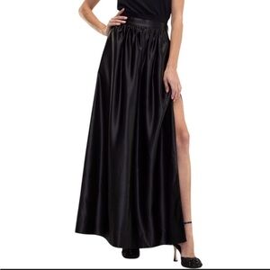 Cynthia Rowley Black Satin Maxi Skirt NWT
